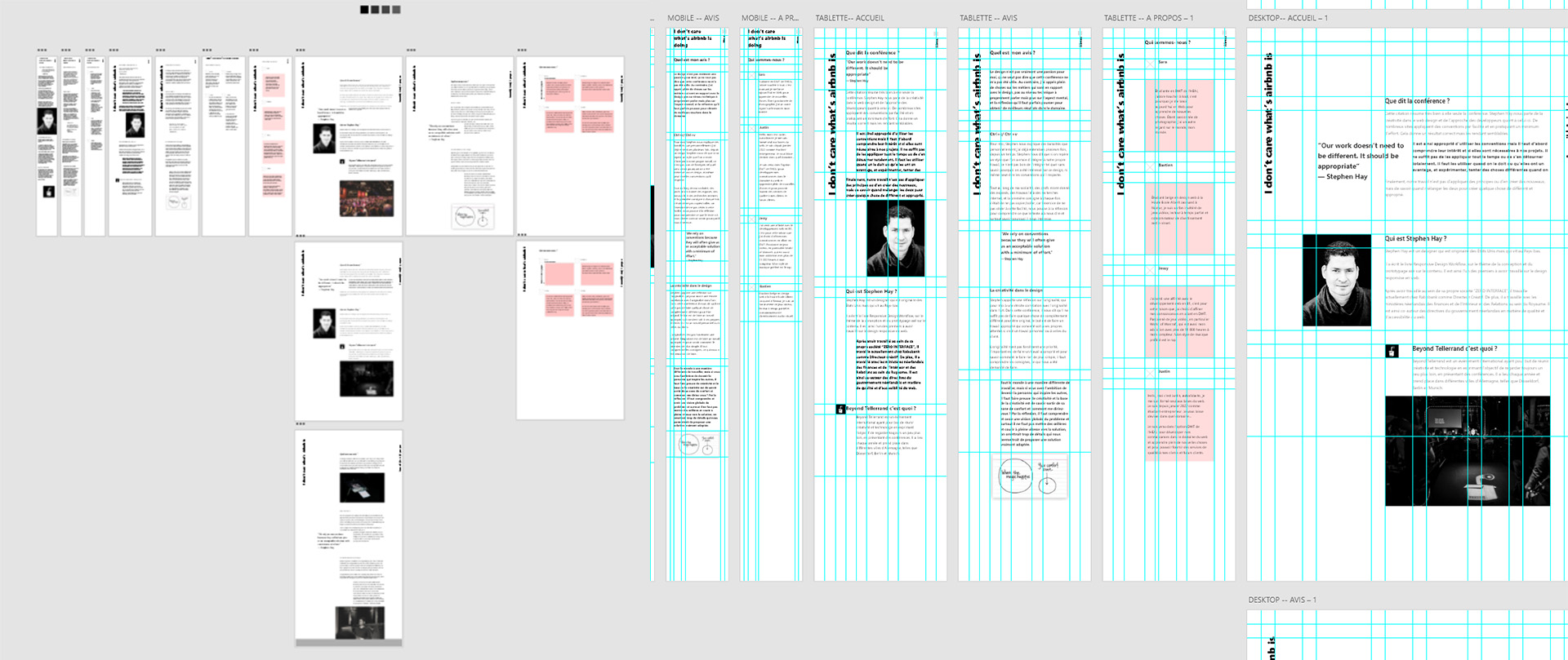 screenshot de mes prototypes sur adobe XD