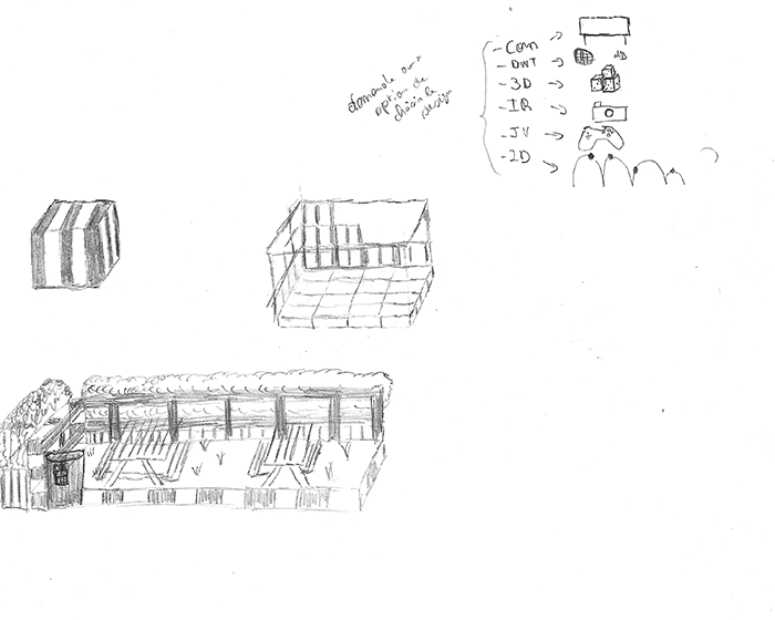 Croquis personnel d'une structure faites en palette de bois en 3d